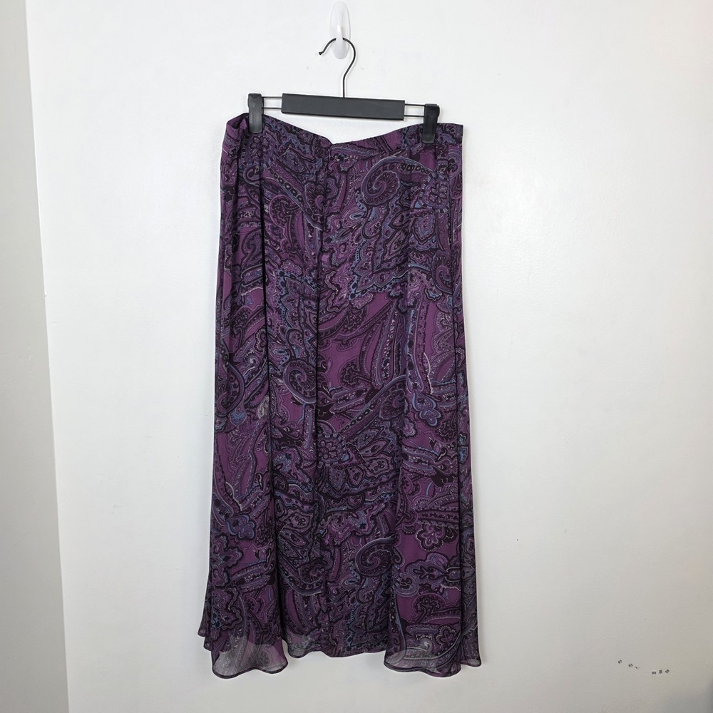 Purple Black Patterned Whimsygoth Fairy‎ Y2K Chiffon Slip Maxi Skirt Size Large - Picture 5 of 7